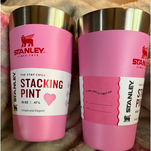 Stanley Valentine Pink Stacking Pint 2 16 oz cups #StanleyPinkCup - Picture 1 of 1